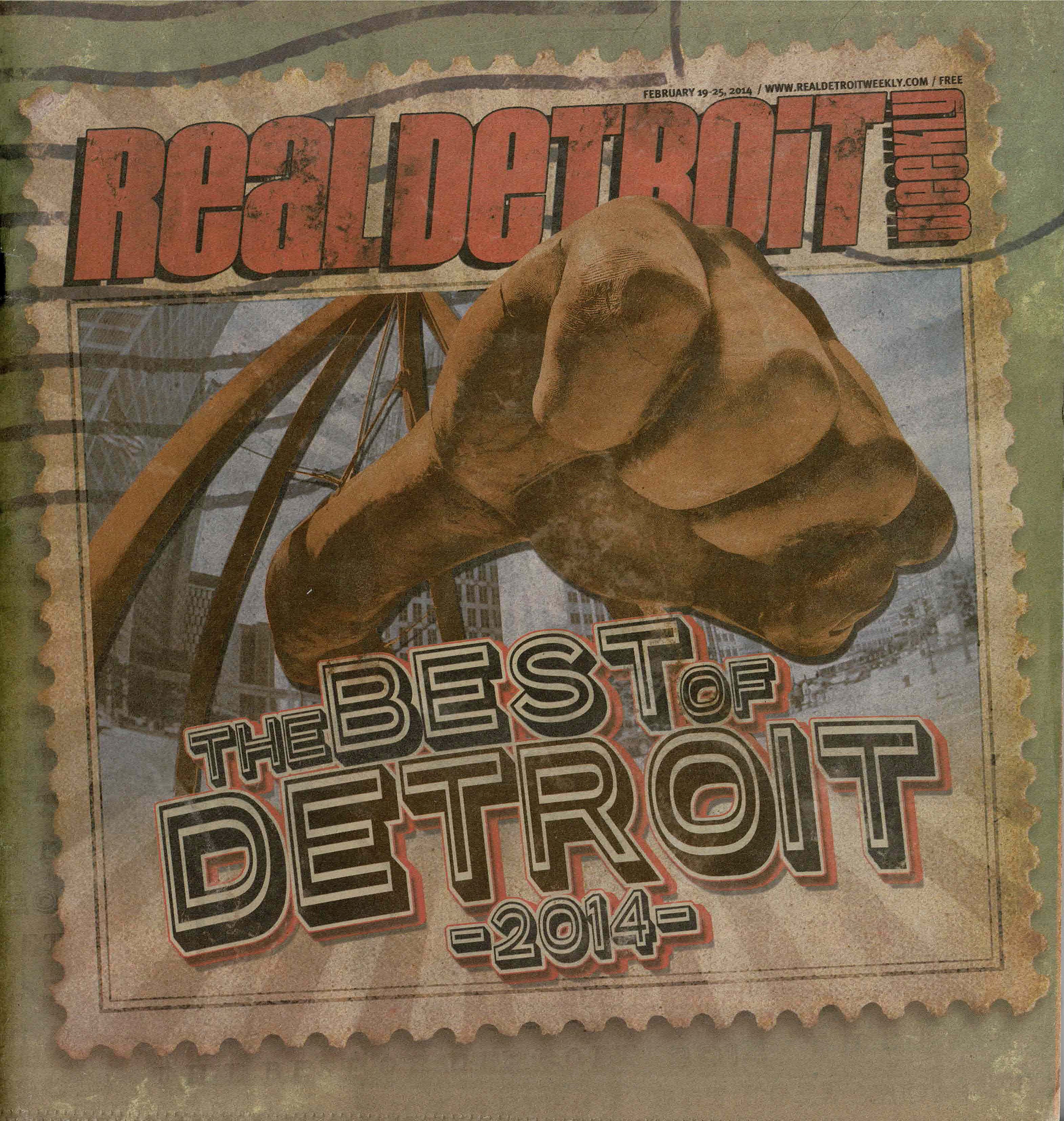 Craig Paul Nowak Best Local Artist, Real Detroit Weekly February 19-25, 2014 Edition, Ad and Award on Page 68-70