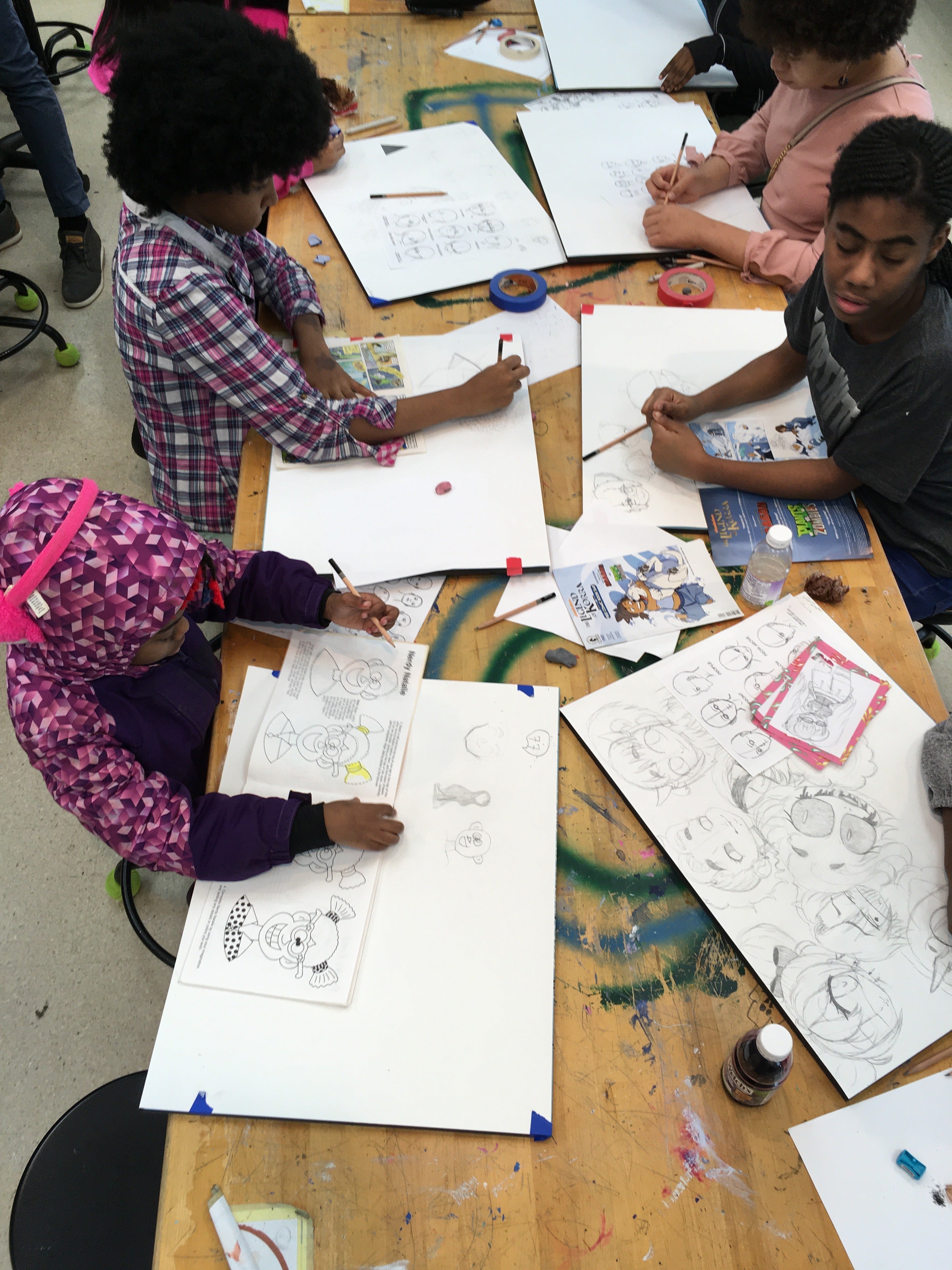 Students from Detroit School of The Arts' AP Drawing Class