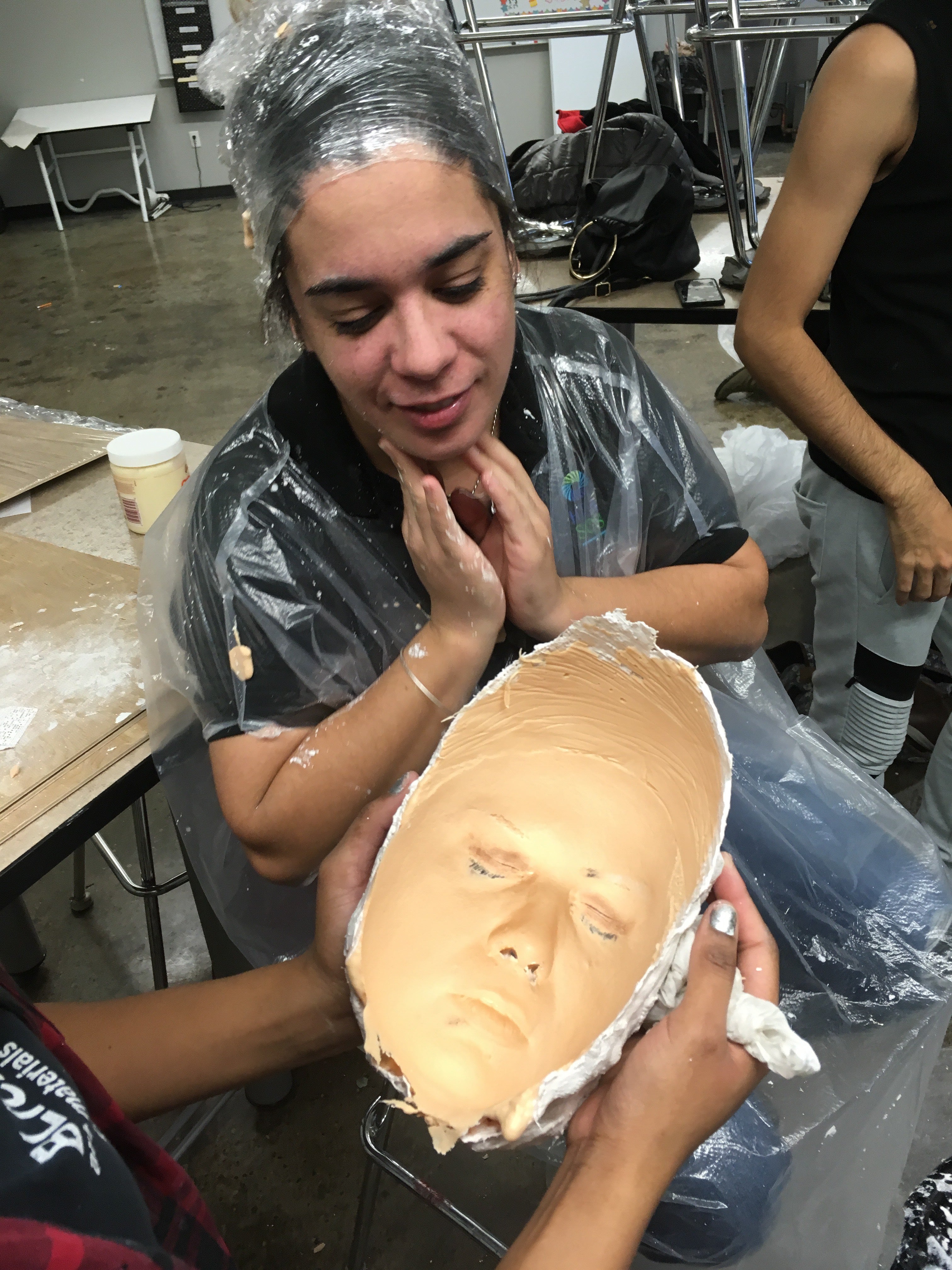 Students from Henry Ford Academy's Plaster Casting Class